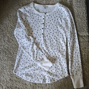 Lucky Brand White and Blue Henley Top